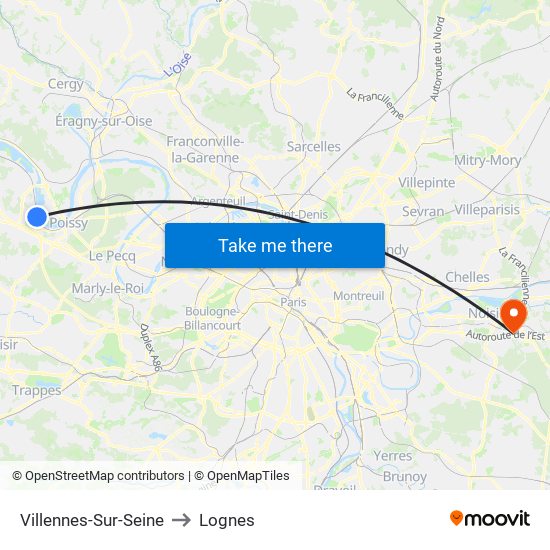 Villennes-Sur-Seine to Lognes map