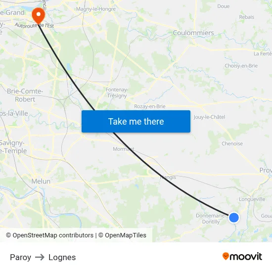 Paroy to Lognes map