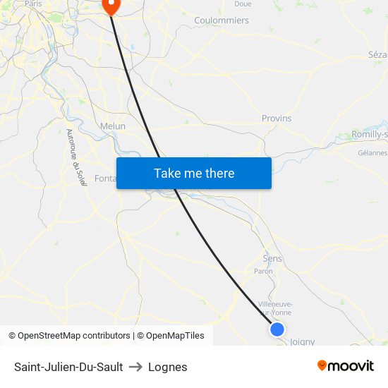 Saint-Julien-Du-Sault to Lognes map