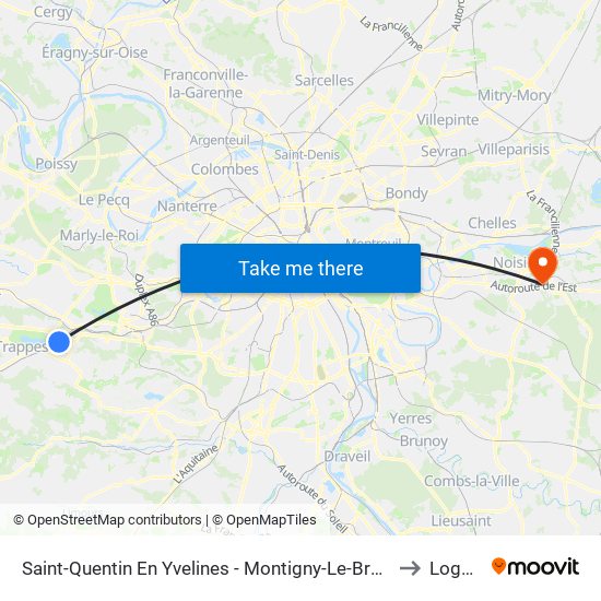 Saint-Quentin En Yvelines - Montigny-Le-Bretonneux to Lognes map