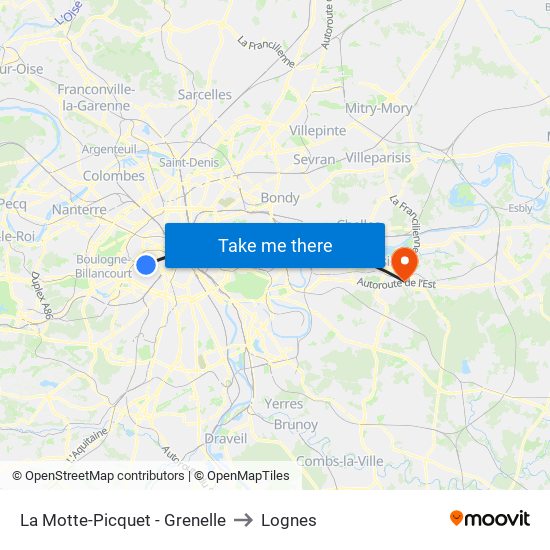 La Motte-Picquet - Grenelle to Lognes map