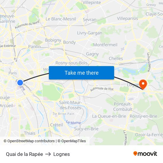 Quai de la Rapée to Lognes map
