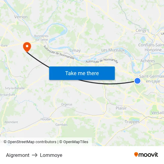 Aigremont to Lommoye map