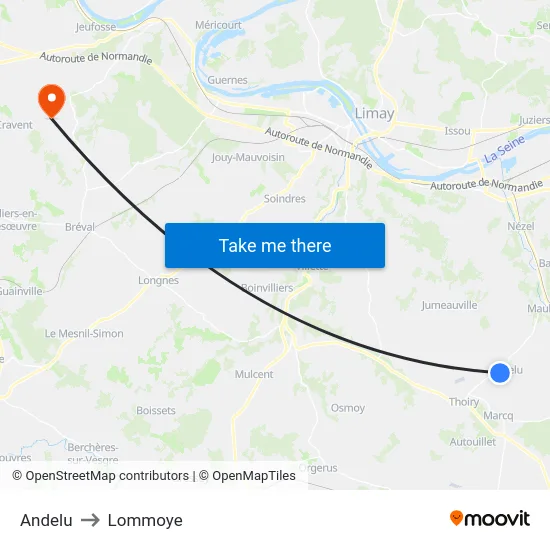 Andelu to Lommoye map