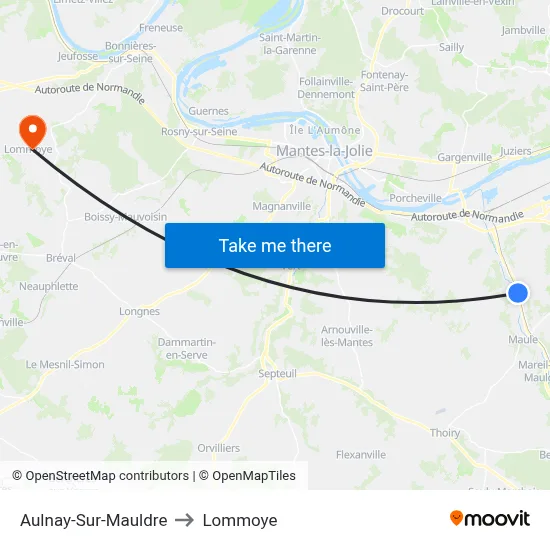 Aulnay-Sur-Mauldre to Lommoye map