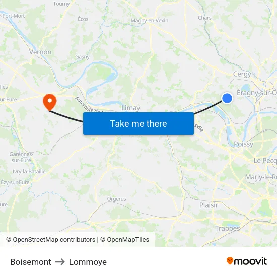 Boisemont to Lommoye map