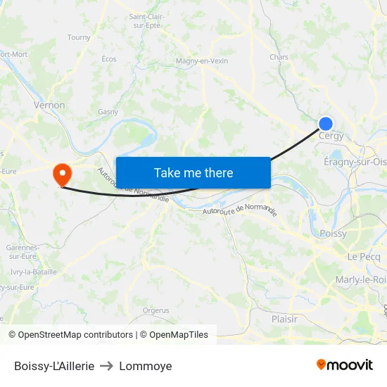 Boissy-L'Aillerie to Lommoye map