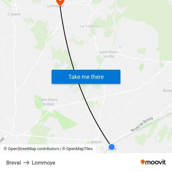Breval to Lommoye map