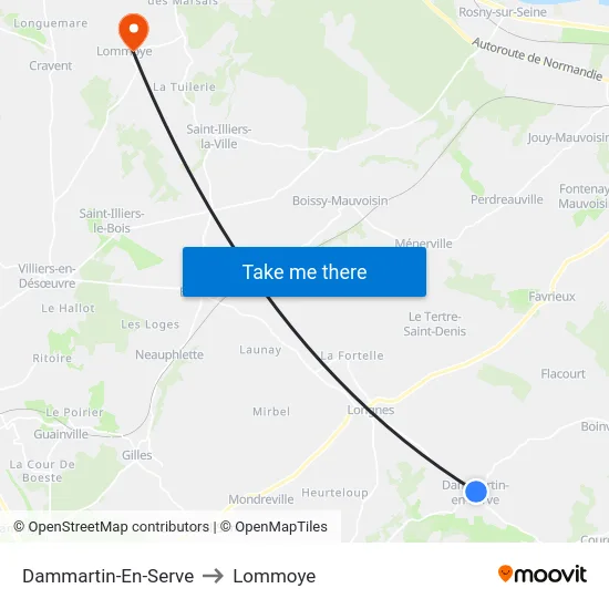 Dammartin-En-Serve to Lommoye map