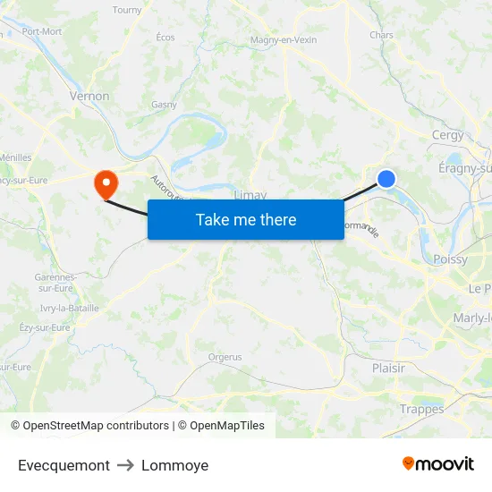 Evecquemont to Lommoye map