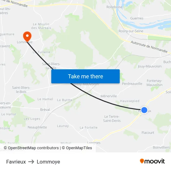 Favrieux to Lommoye map