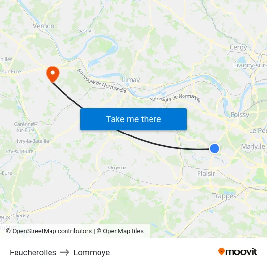 Feucherolles to Lommoye map