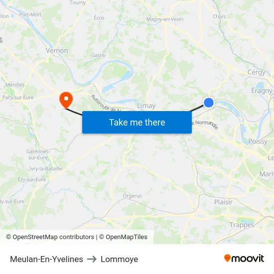 Meulan-En-Yvelines to Lommoye map