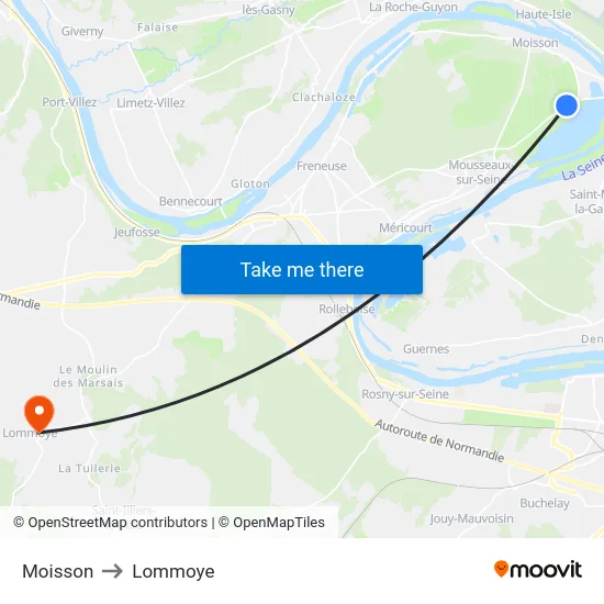Moisson to Lommoye map