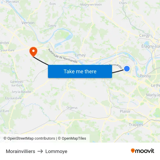 Morainvilliers to Lommoye map