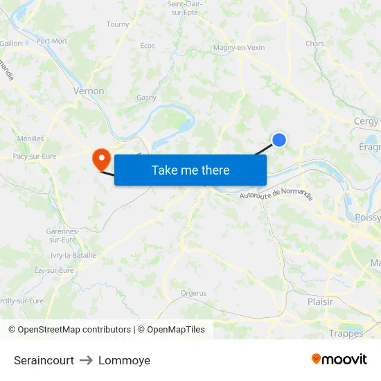 Seraincourt to Lommoye map
