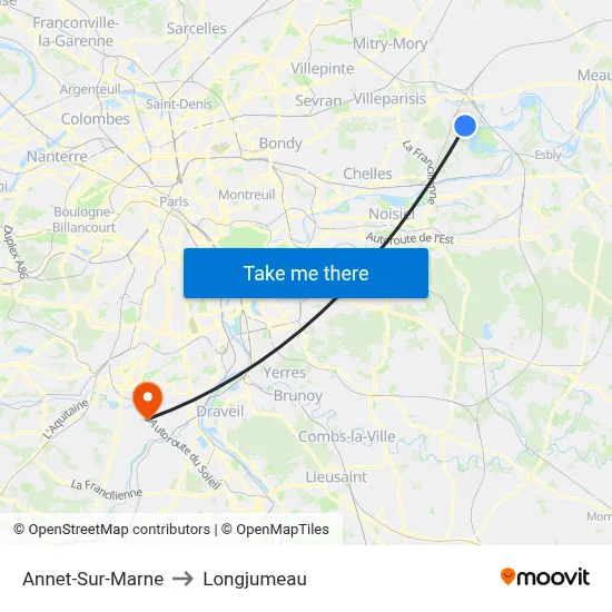 Annet-Sur-Marne to Longjumeau map