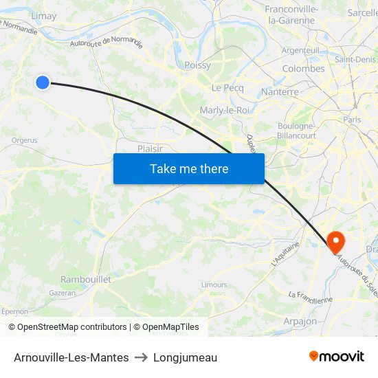 Arnouville-Les-Mantes to Longjumeau map