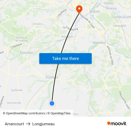 Arrancourt to Longjumeau map