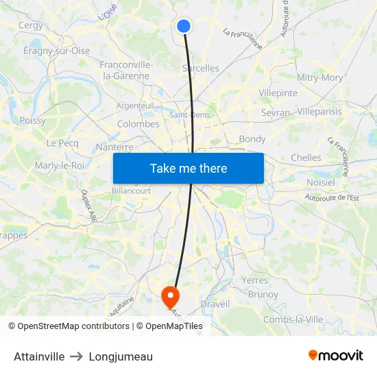 Attainville to Longjumeau map