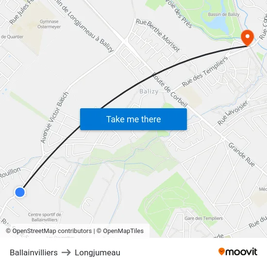 Ballainvilliers to Longjumeau map