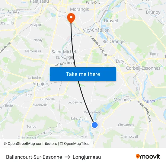 Ballancourt-Sur-Essonne to Longjumeau map