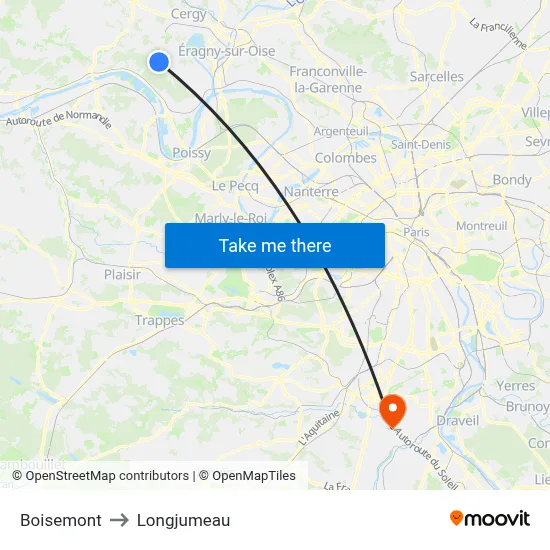 Boisemont to Longjumeau map