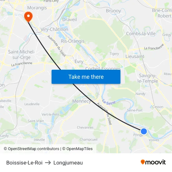 Boissise-Le-Roi to Longjumeau map