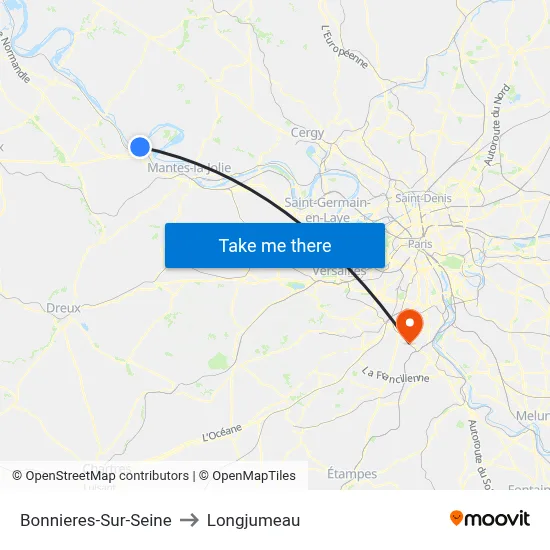 Bonnieres-Sur-Seine to Longjumeau map