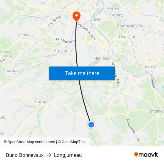 Buno-Bonnevaux to Longjumeau map