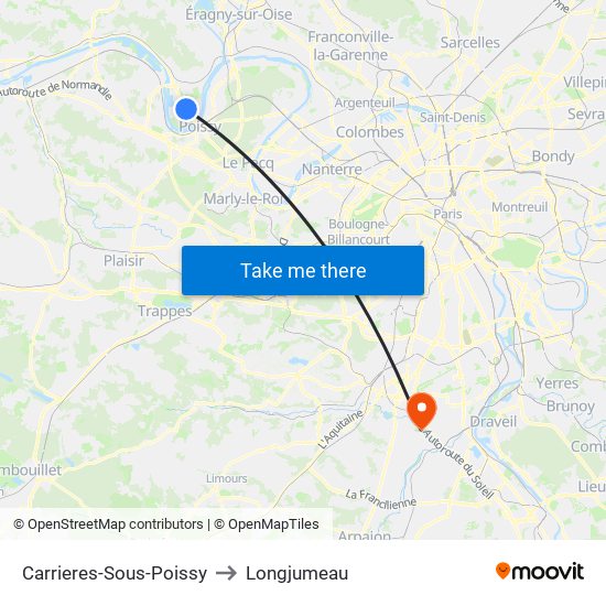 Carrieres-Sous-Poissy to Longjumeau map