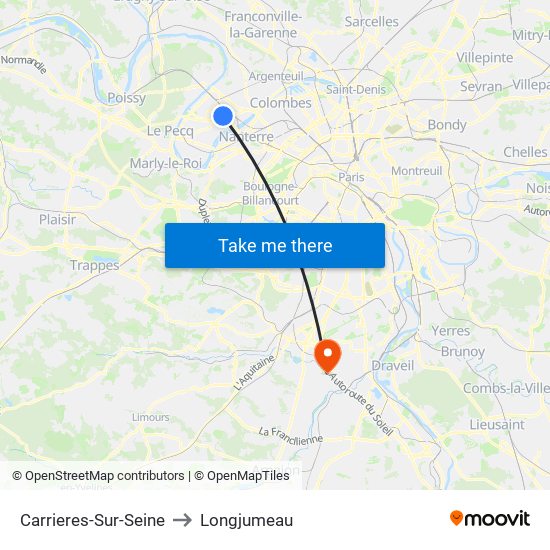 Carrieres-Sur-Seine to Longjumeau map