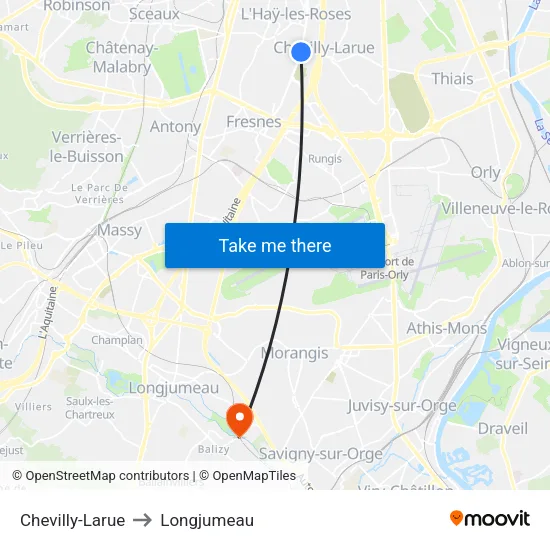 Chevilly-Larue to Longjumeau map