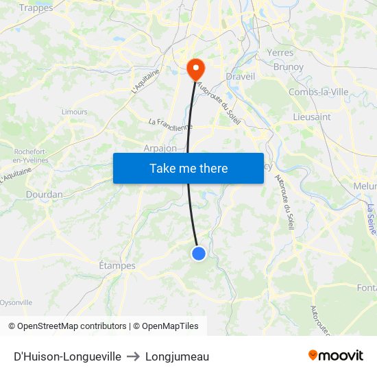 D'Huison-Longueville to Longjumeau map