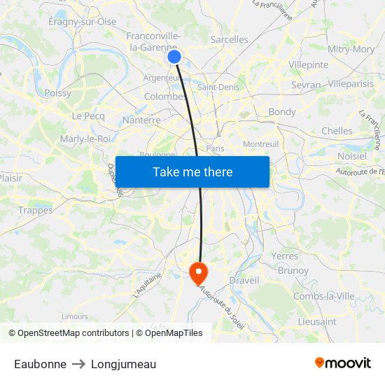 Eaubonne to Longjumeau map