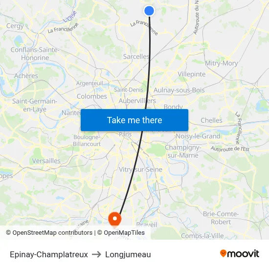 Epinay-Champlatreux to Longjumeau map