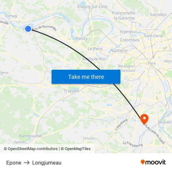 Epone to Longjumeau map