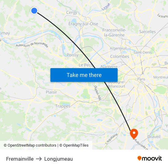Fremainville to Longjumeau map