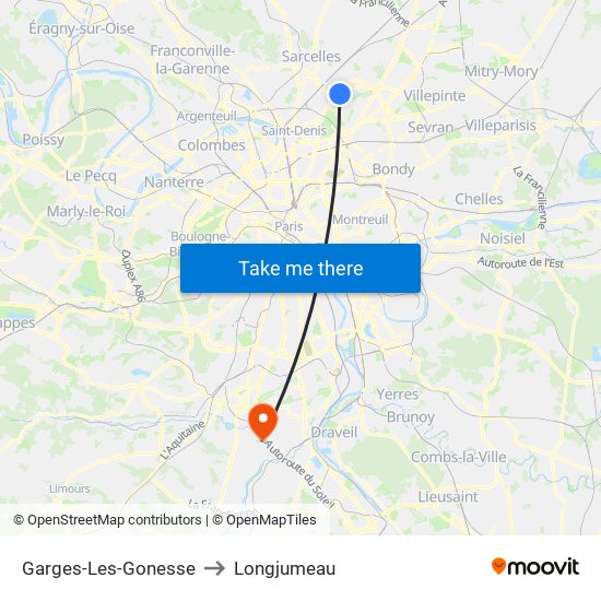 Garges-Les-Gonesse to Longjumeau map