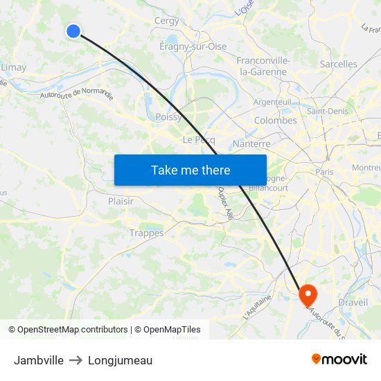 Jambville to Longjumeau map