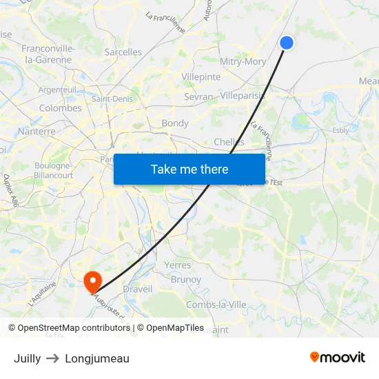 Juilly to Longjumeau map
