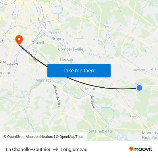 La Chapelle-Gauthier to Longjumeau map