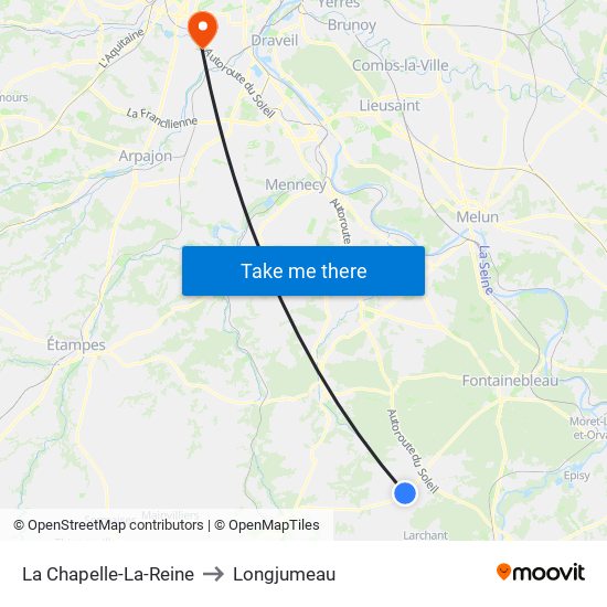 La Chapelle-La-Reine to Longjumeau map