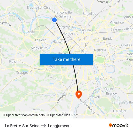 La Frette-Sur-Seine to Longjumeau map