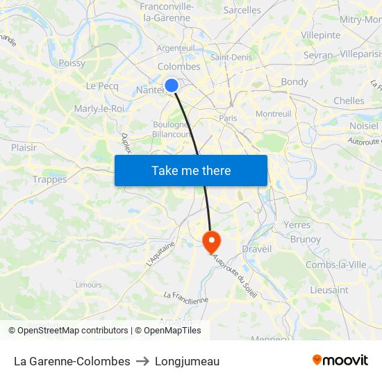 La Garenne-Colombes to Longjumeau map