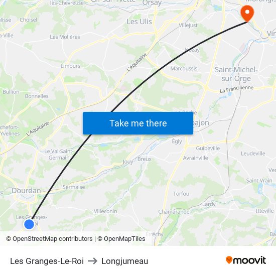 Les Granges-Le-Roi to Longjumeau map