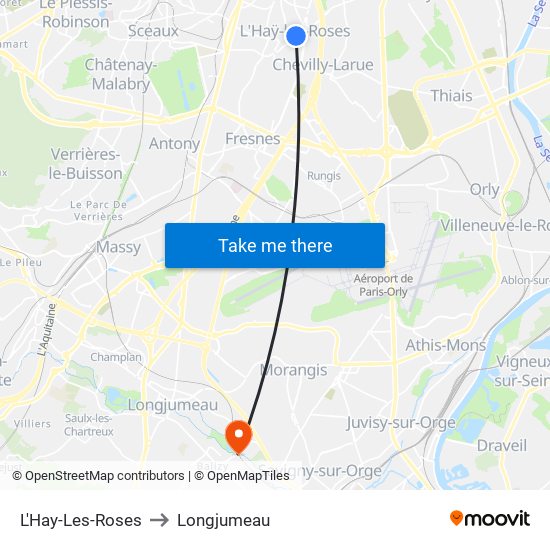 L'Hay-Les-Roses to Longjumeau map