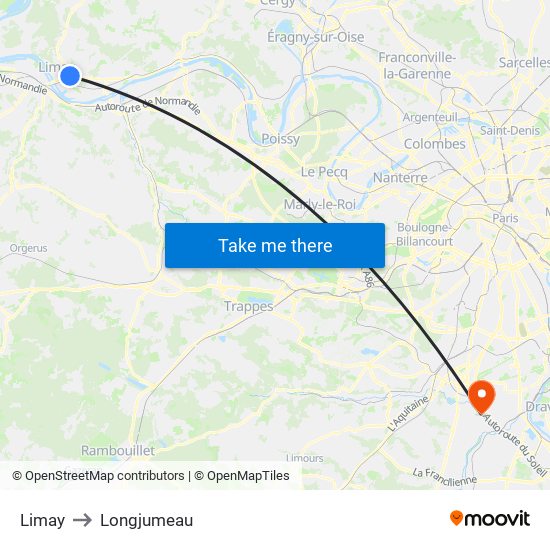Limay to Longjumeau map