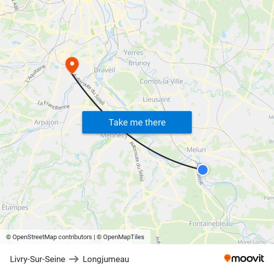 Livry-Sur-Seine to Longjumeau map
