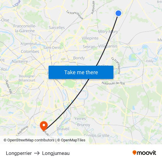 Longperrier to Longjumeau map